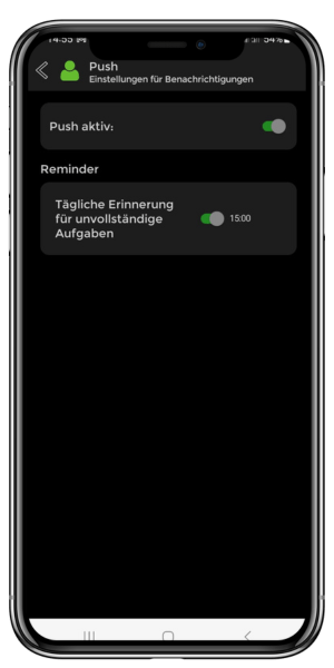 Tägliche Erinnerungen einstellbar